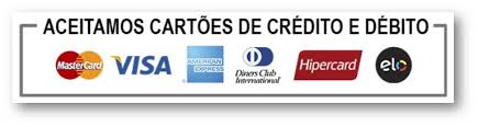 Aceitamos cartões de crédito e débito